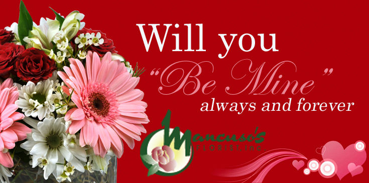 Valentine's Day - Send love in a lovely cube of pink gerbera daisies, red spray roses and white daisies.
